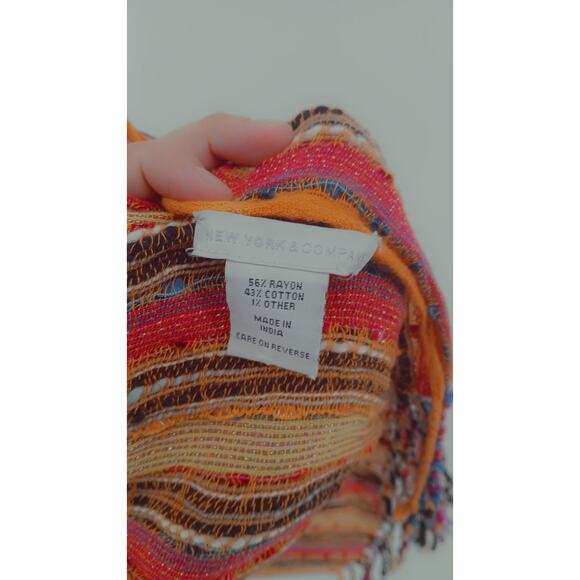 New York & Co Multi Color Stripe Tassel Scarf Y2K Belt Boho Hippie Lola Steppe - Picture 3 of 5